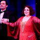 Ramin Karimloo and Beanie Feldstein during the first preview curtain call for the revival of Funny Girl on Broadway at The August Wilson Theatre on March 26, 2022, in New York City